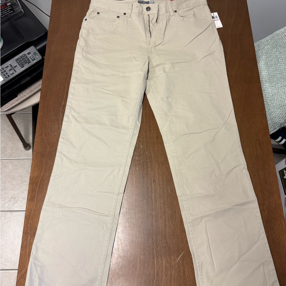 Van Heusen Men's Flex Light Beige Straight Khaki Pants